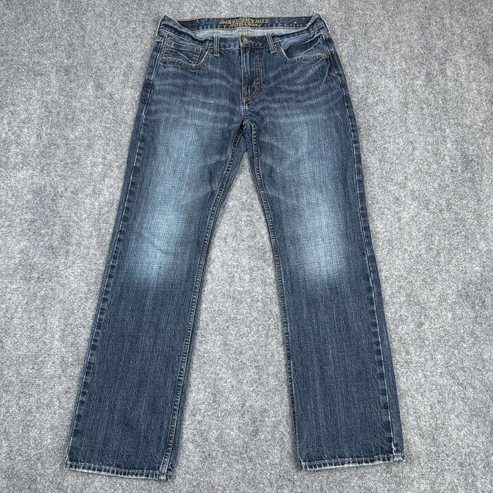 American‎ Eagle Original Straight Jeans Mens 32x32 Blue Medium Wash Denim